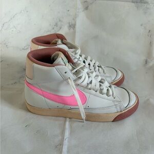 Nike Kids High-Top Sneakers - White and Pink